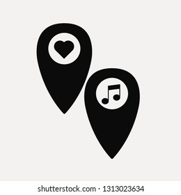location heart music vector icon