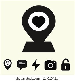 location heart vector icon