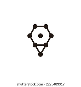 Ubicación, moléculas hexagonales símbolo geométrico simple vector de logotipo