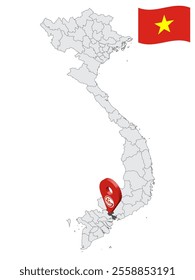 Location of  Ho Chi Minh City on map Vietnam. 3d Ho Chi Minh City flag map marker location pin. Quality map with Provinces of Vietnam for your web site design, app, UI. EPS10.