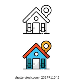 Diseño de icono de ubicación en dos colores de variación