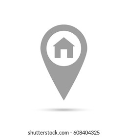 location, home icon. Gray icon