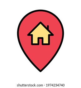Location, home, pin icon vector image. Can also be used for Navigation. Suitable for use on web apps, mobile apps and print media.