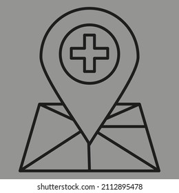 Location hospital icon vector flat design