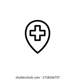 Location hospital simple line icon vector illustration