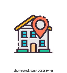 Location of the house. Icon.