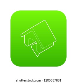 Location of the house icon green vector isolated on white background