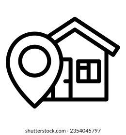 Location of house line icon, Navigation concept, home pointer sign on white background, location pointer with house icon in outline style mobile concept web design. Vector graphics.