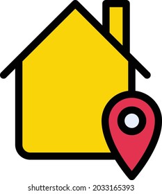 location house vector line colour icon