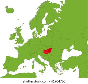 Location of Hungary on the Europa continent