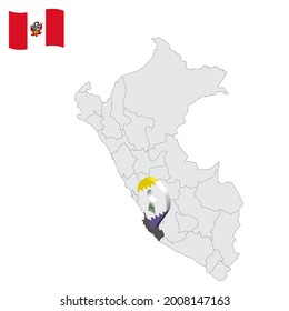 Location of  Ica on map Peru. 3d location sign similar to the flag of Ica. Quality map  with  provinces Republic of Peru for your design. EPS10