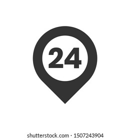 Location icon with 24 hours vector design template
