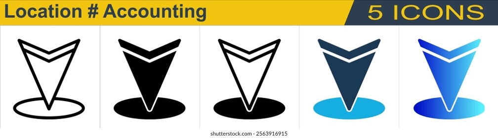 Location icon with 5 styles (outline, solid, mixed, duotone and solid gradient)