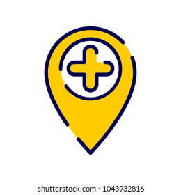 Location icon with add sign. Location icon and new, plus, positive concept. Vector icon