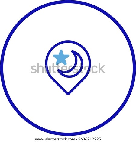 Location icon adorned with celestial symbols, offering versatile design potential