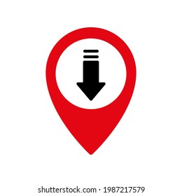 location icon with arrow down vector