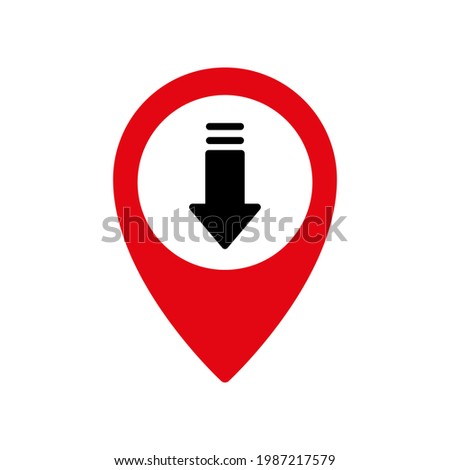 location icon with arrow down vector