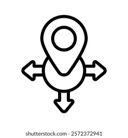 Location icon with arrows, symbolizing direction and navigation