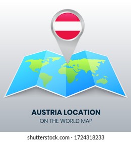 Icono De Ubicación De Austria En El Mapa Mundial, Icono De Pin Redondo De Austria