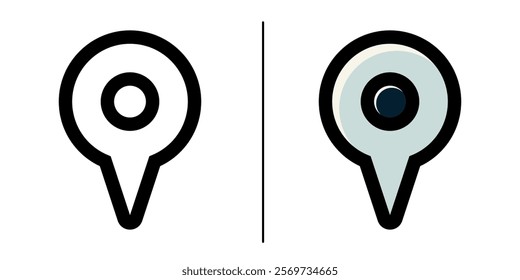 Location icon black and colored striped illustration