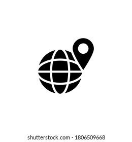 Location Icon in black flat glyph, filled style isolated on white background