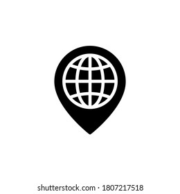 Location Icon in black flat glyph, filled style isolated on white background