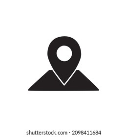 Location Icon in black flat glyph, filled style isolated on white background
