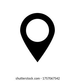 icono de ubicación. símbolo de mapa de puntos de pin negro aislado en fondo blanco. ilustración vectorial