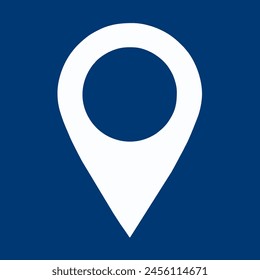 Location Icon Blue and White Vector. Sign. Symbol.