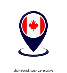 Location icon with Canada flag isolated. Canada flag and map pointer icon. vector illustration