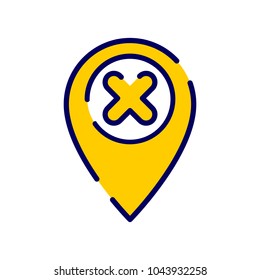 Location icon with cancel sign. Location icon and close, delete, remove concept. Vector icon