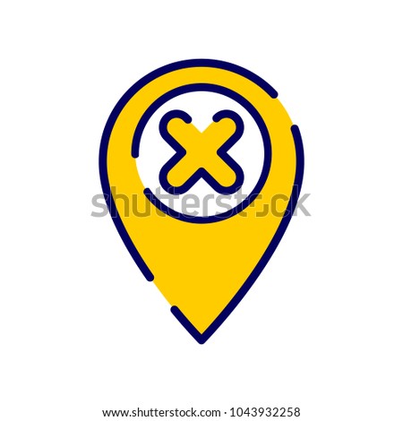 Location icon with cancel sign. Location icon and close, delete, remove concept. Vector icon