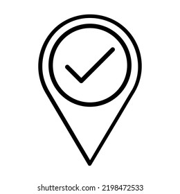 Location icon with a checkmark in a circle