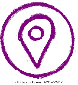 Location Icon In Circle Icon Crayon Chalk Drawing Vector