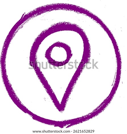 Location Icon In Circle Icon Crayon Chalk Drawing Vector