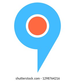Location icon circle map pin sign is isolated on white background. Web button for internet cartography is created in flat style. The design graphic element is saved as a vector illustration