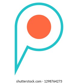 Location icon circle map pin sign is isolated on white background. Web button for internet cartography is created in flat style. The design graphic element is saved as a vector illustration