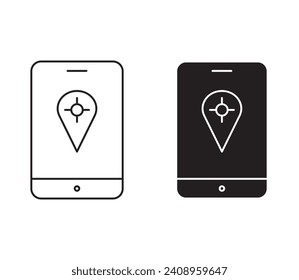 Location tracking�outline icon collection or set. Location tracking Thin vector line art