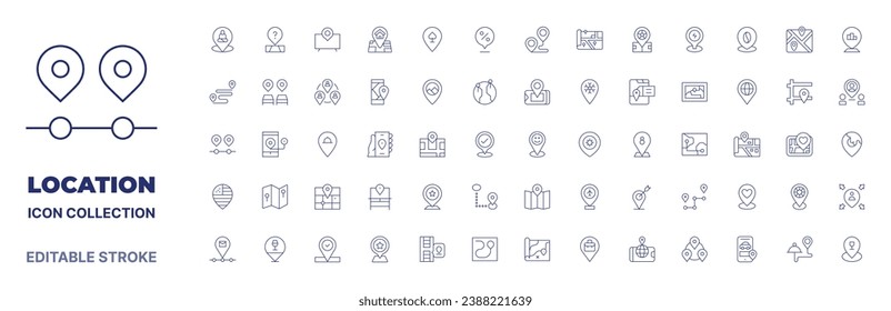 Location icon collection. Thin line icon. Editable stroke. Editable stroke. Location icons for web and mobile app.