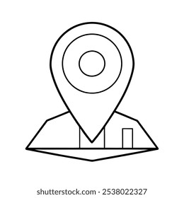 Ein Ortssymbol, das häufig als Pin oder Marker dargestellt wird, zeigt eine bestimmte Stelle auf Karten oder Anwendungen an. Das Symbol hat oft eine Tränen- oder Stiftform,