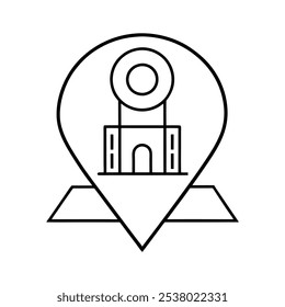 Un icono de ubicación, comúnmente representado como un pin o marcador, indica un lugar específico en los mapas o aplicaciones. El icono a menudo tiene forma de lágrima o alfiler,