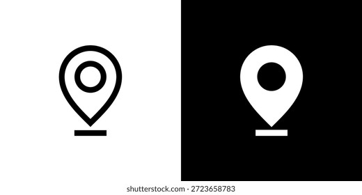 Location Icon Konzept mit flachem schwarz-weißem Hintergrund. Vektorgrafik.