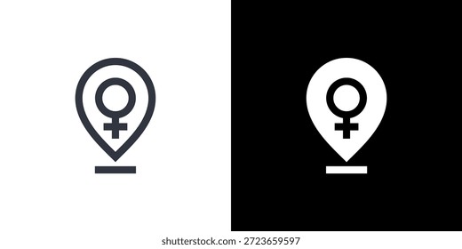 Location Icon Konzept mit flachem schwarz-weißem Hintergrund. Vektorgrafik.