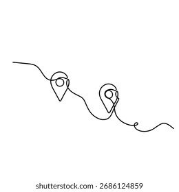 Location icon  continuous one line drawing  outline vector illustration 