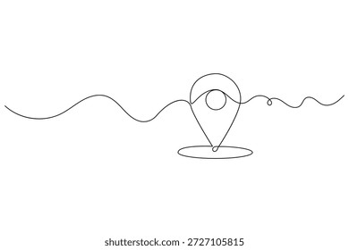 Location icon continuous one line drawing on white background