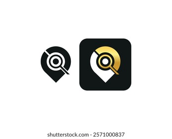 Location Icon Creative Black White Gold Gradient