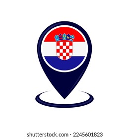 Location icon with Croatia flag isolated. Croatia flag and map pointer icon. vector illustration