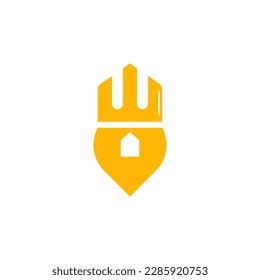 location icon with crown and home icon inside looks royal, luxurious feel freedom inside.