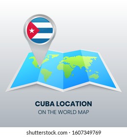 Location icon of Cuba on the World Map, Round pin icon of Cuba