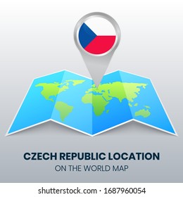 Location Icon Of The Czech Republic On The World Map, Round Pin Icon Of Czechia